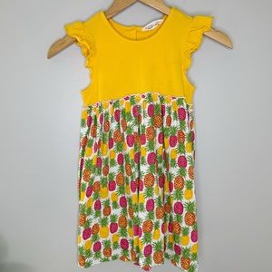 Beebay girls yellow pineapple flutter sleeve dress